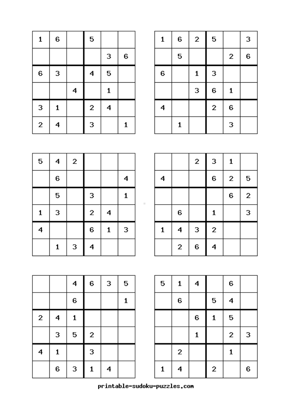 (完整版)六宫格数独练习题(可直接打印,每页6题,共26页).doc_第3页