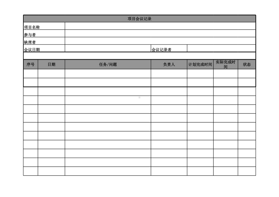 非常专业的项目会议纪要模板.xls_第1页