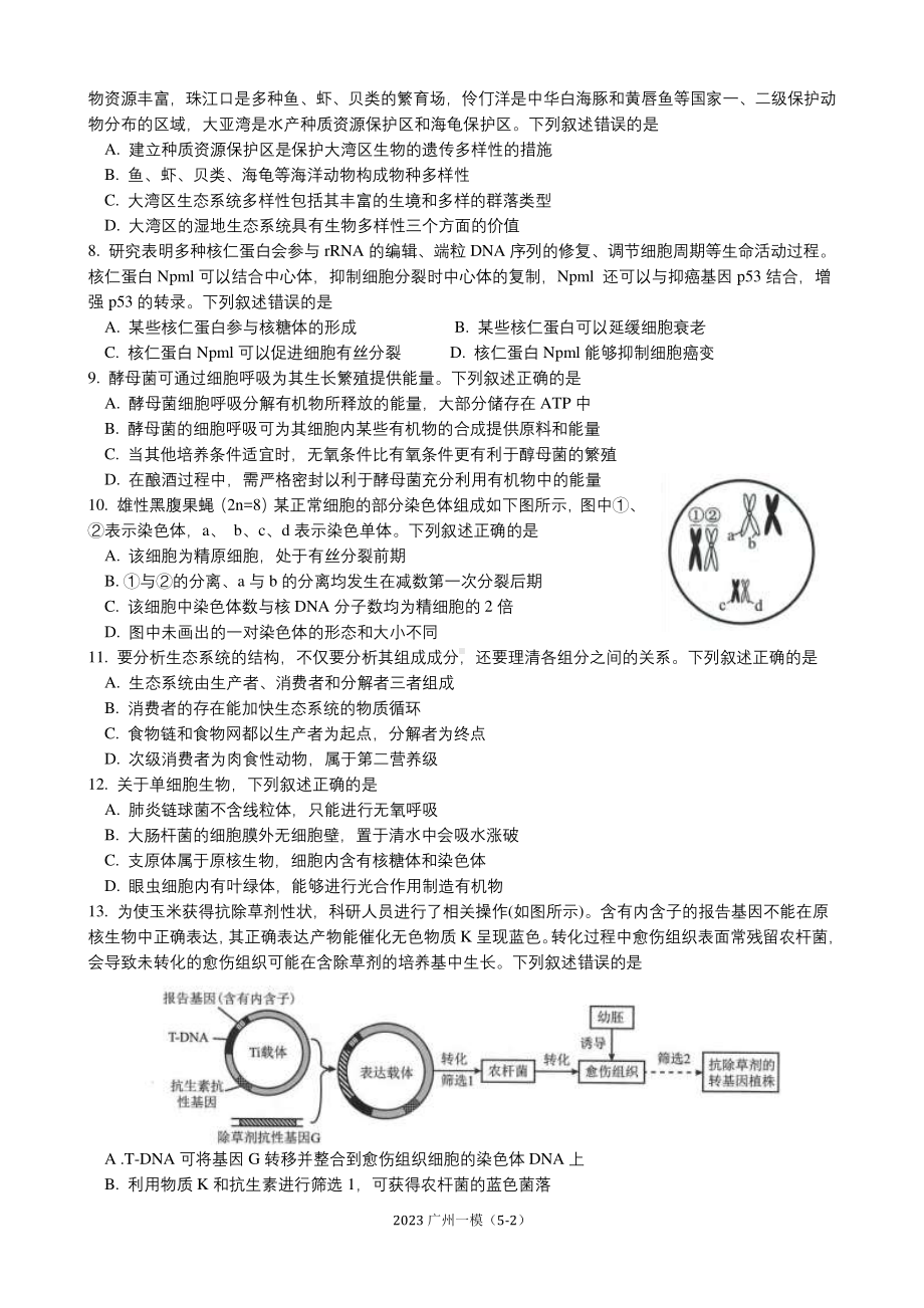 2023广州一模生物.pdf_第2页