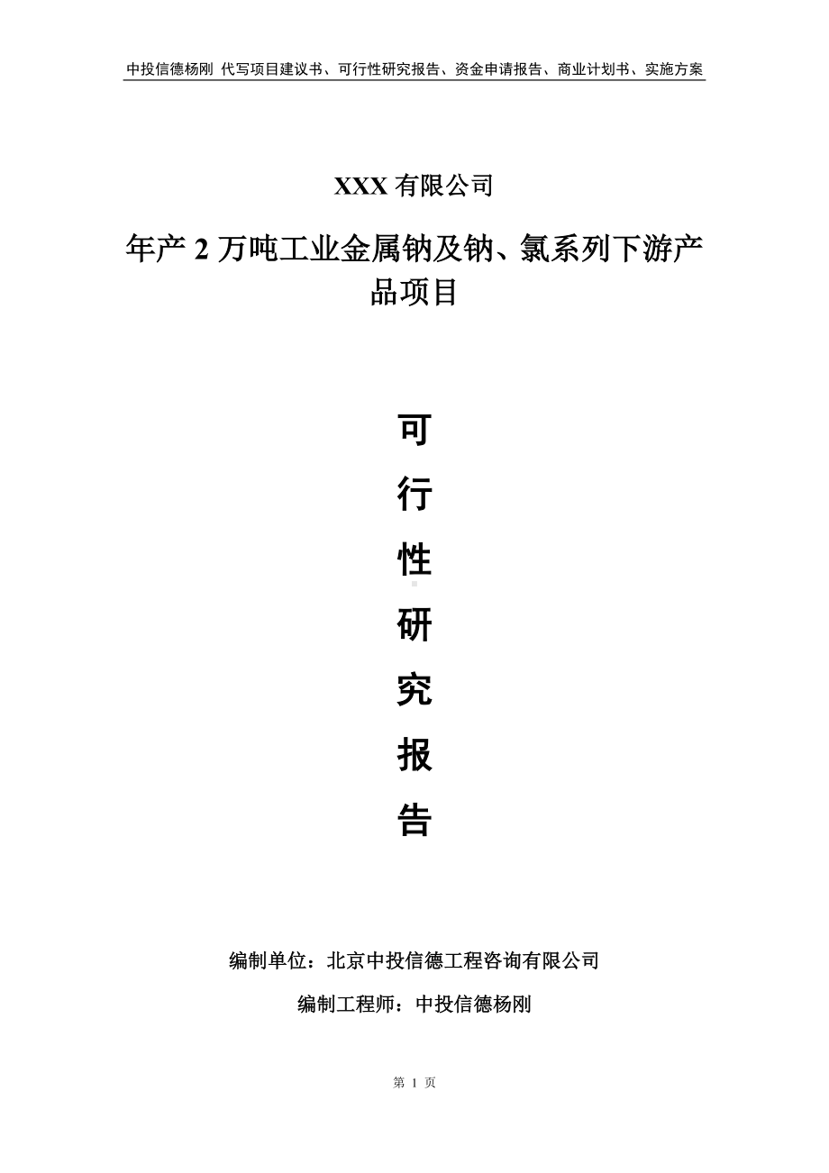 工业金属钠及钠、氯系列下游产品可行性研究报告.doc_第1页