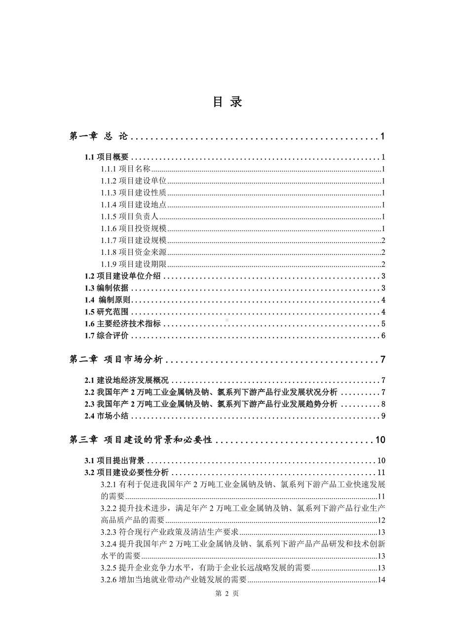 工业金属钠及钠、氯系列下游产品可行性研究报告.doc_第2页