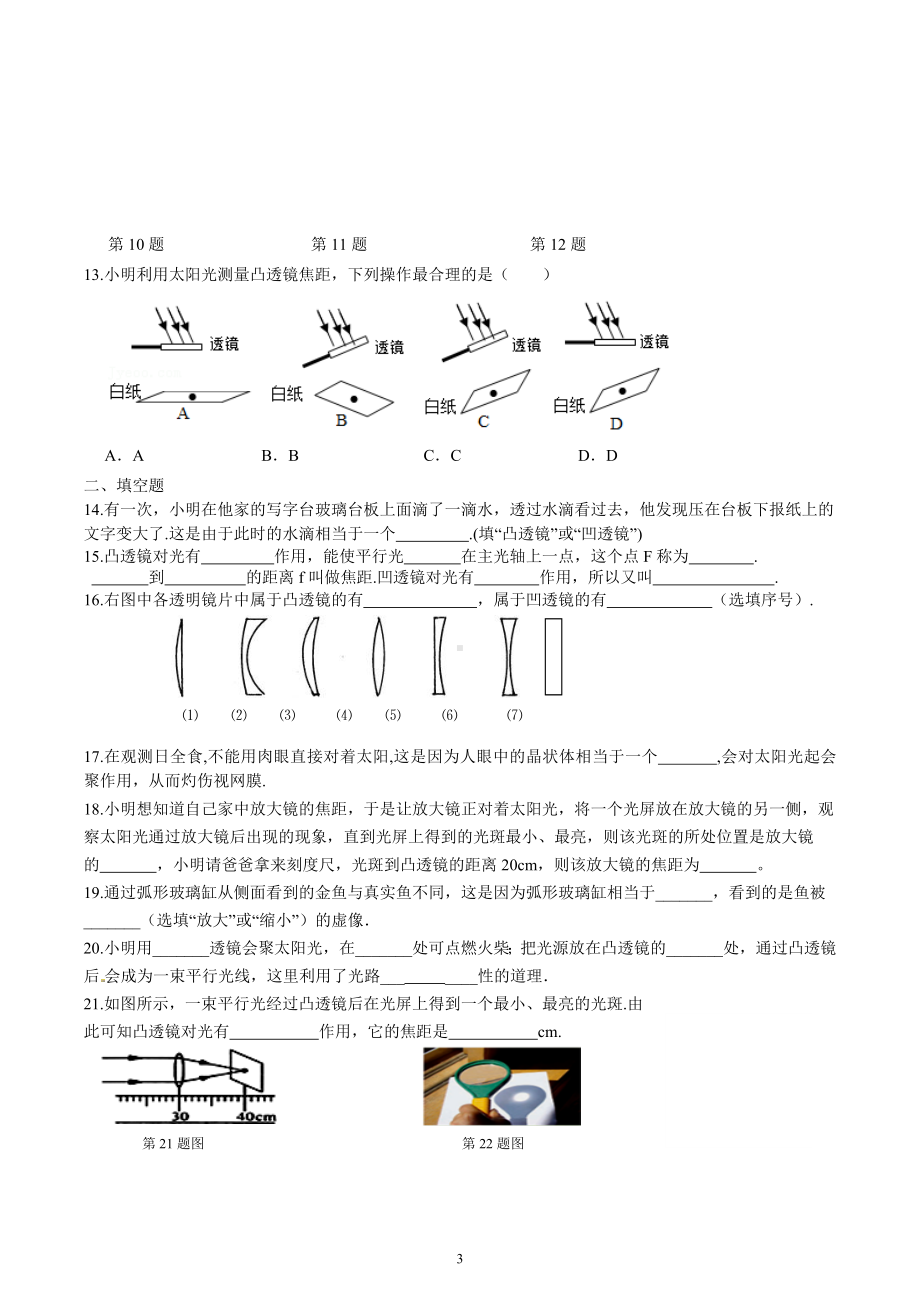 2023年中考物理一轮复习专项梳理与练习-透镜.docx_第3页