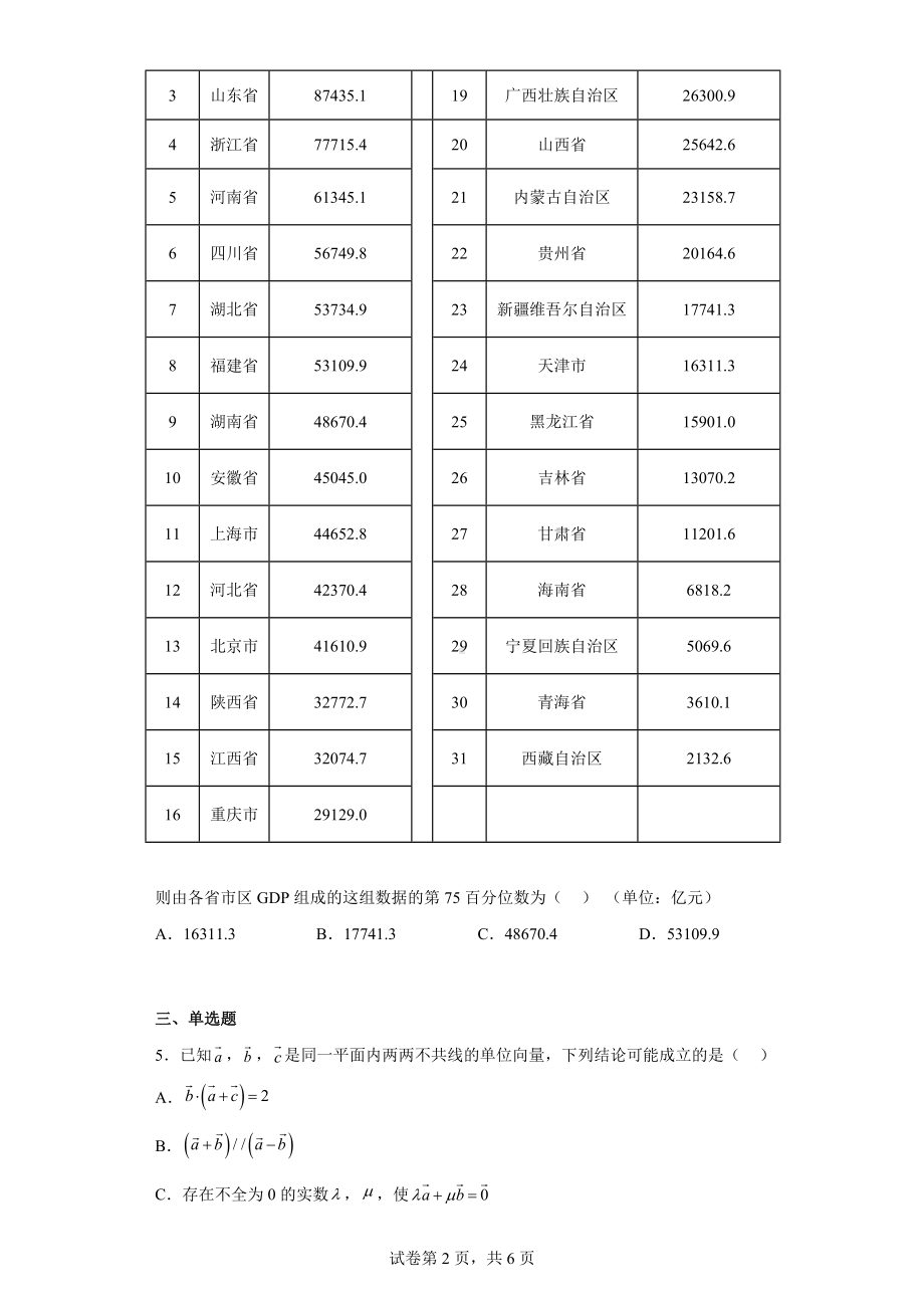 山东省枣庄市2023届高三下学期第二次模拟考试数学试题.docx_第2页