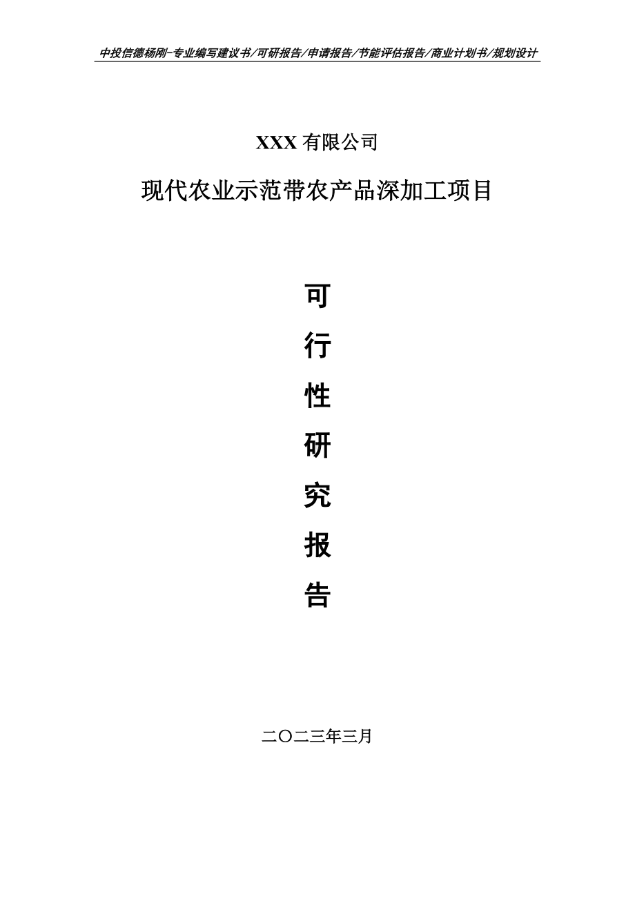 现代农业示范带农产品深加工可行性研究报告.doc_第1页