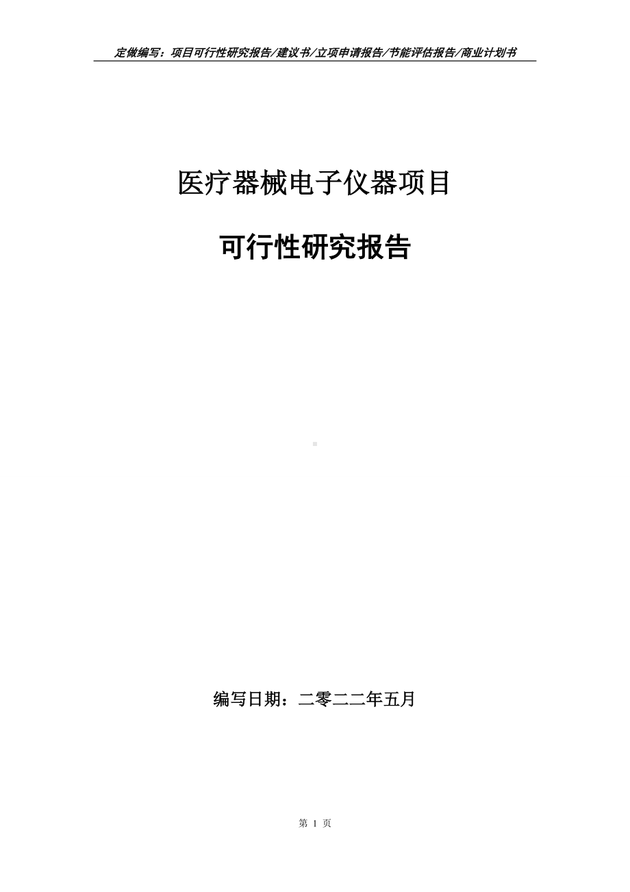 医疗器械电子仪器项目可行性报告（写作模板）.doc_第1页