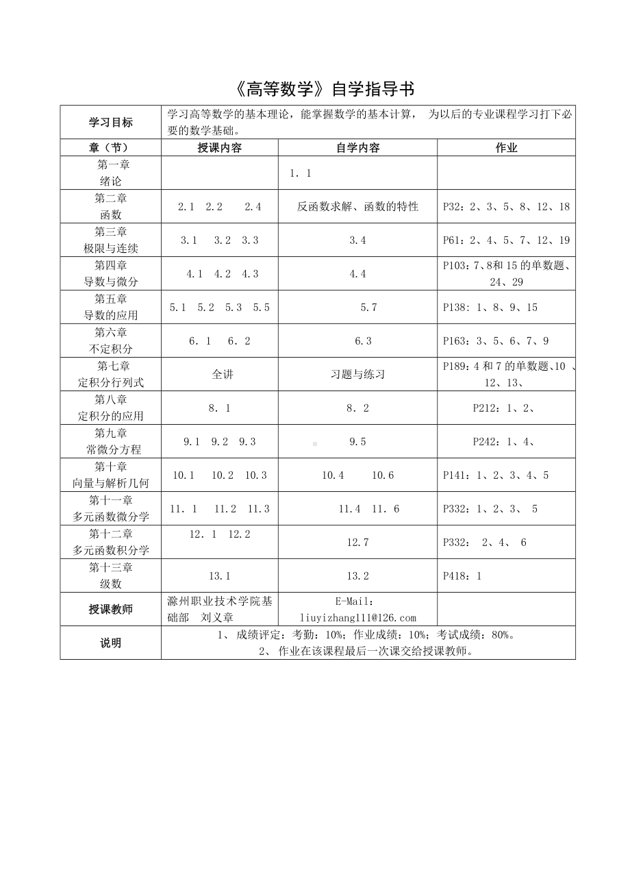 《高等数学》自学指导书参考模板范本.doc_第1页