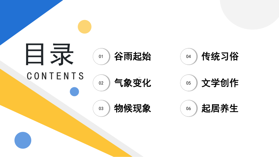 2023简约黄蓝二十四节气之谷雨介绍PPT模板.pptx_第2页