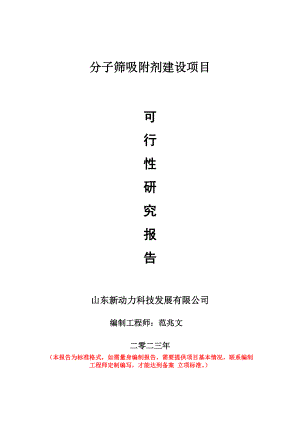 重点项目分子筛吸附剂建设项目可行性研究报告申请立项备案可修改案例.doc