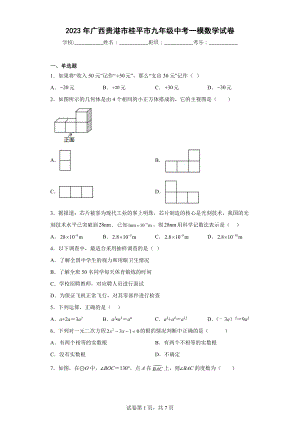 2023年广西贵港市桂平市九年级中考一模数学试卷.docx