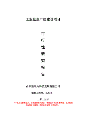 重点项目工业盐生产线建设项目可行性研究报告申请立项备案可修改案例.doc