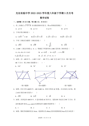 湖北省武汉市光谷实验中学2022-2023学年八年级下学期3月月考数学试卷.pdf