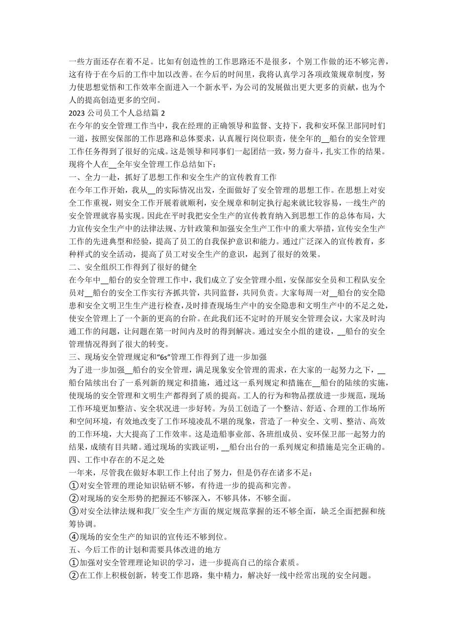 2023公司员工个人总结5篇.docx_第2页