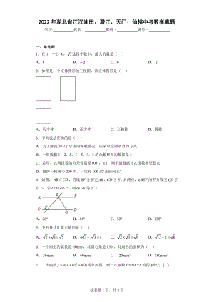 2022年湖北省江汉油田、潜江、天门、仙桃中考数学真题8.docx