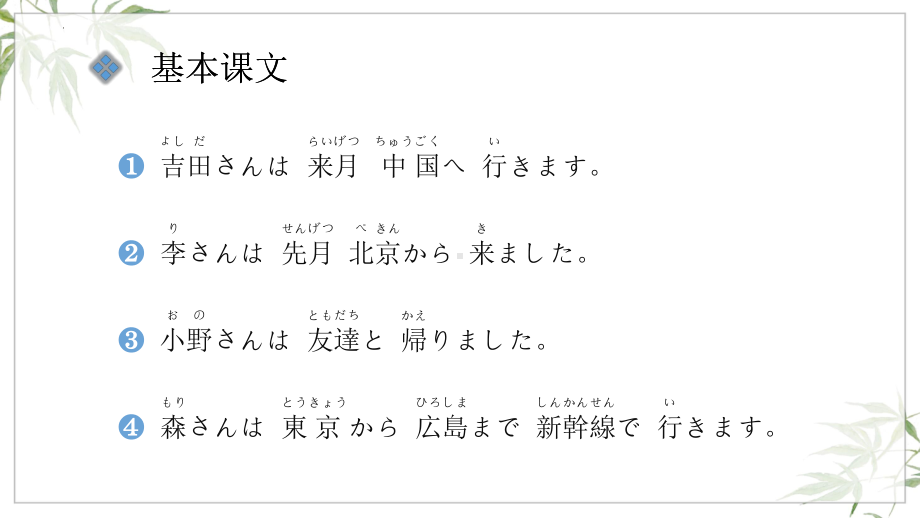 第6课 吉田さんは来月 中国 へ行きますppt课件-2023新标准初级《高中日语》上册.pptx_第3页