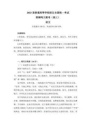 2023届河南省青桐鸣高三2月联考语文试题.docx