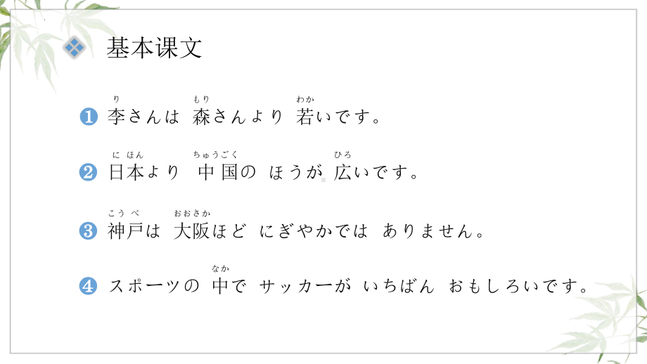 第12课 李さんは 森さんより 若いですppt课件-2023新标准初级《高中日语》上册.pptx_第3页