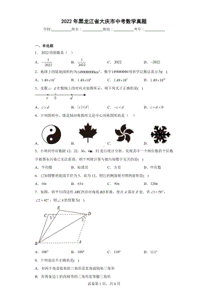 2022年黑龙江省大庆市中考数学真题.docx