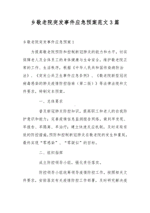 乡敬老院突发事件应急预案范文3篇.docx