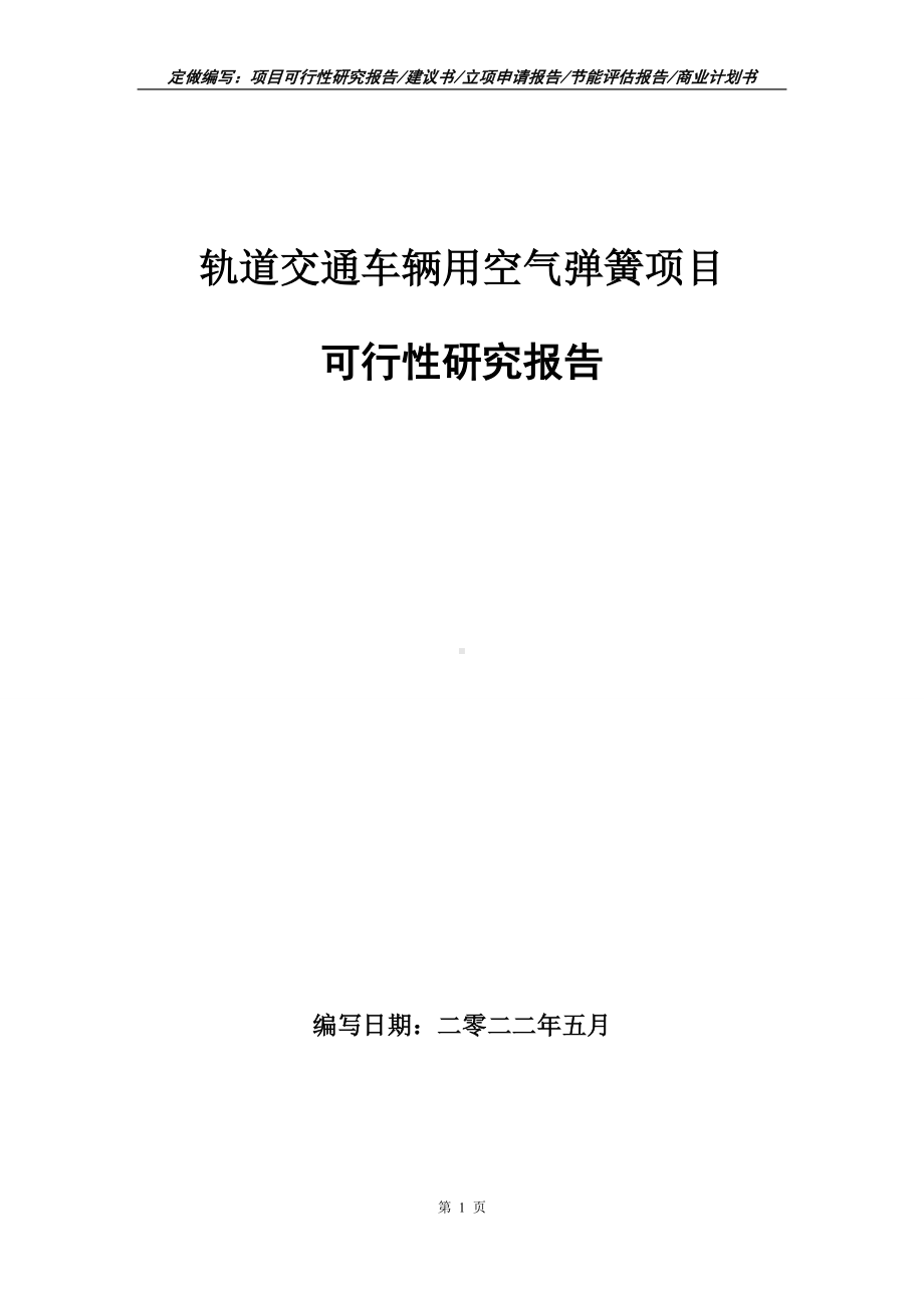 轨道交通车辆用空气弹簧项目可行性报告（写作模板）.doc_第1页