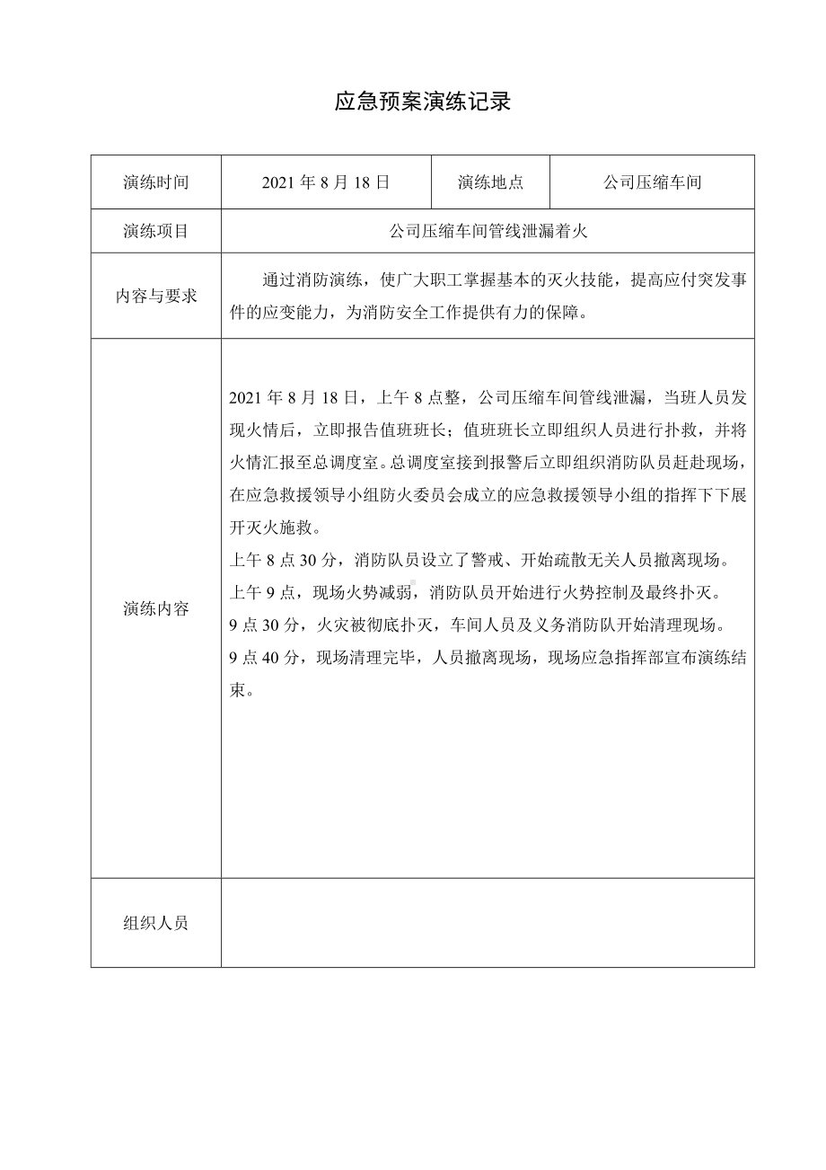 消防演练应急预案演练记录.doc_第1页