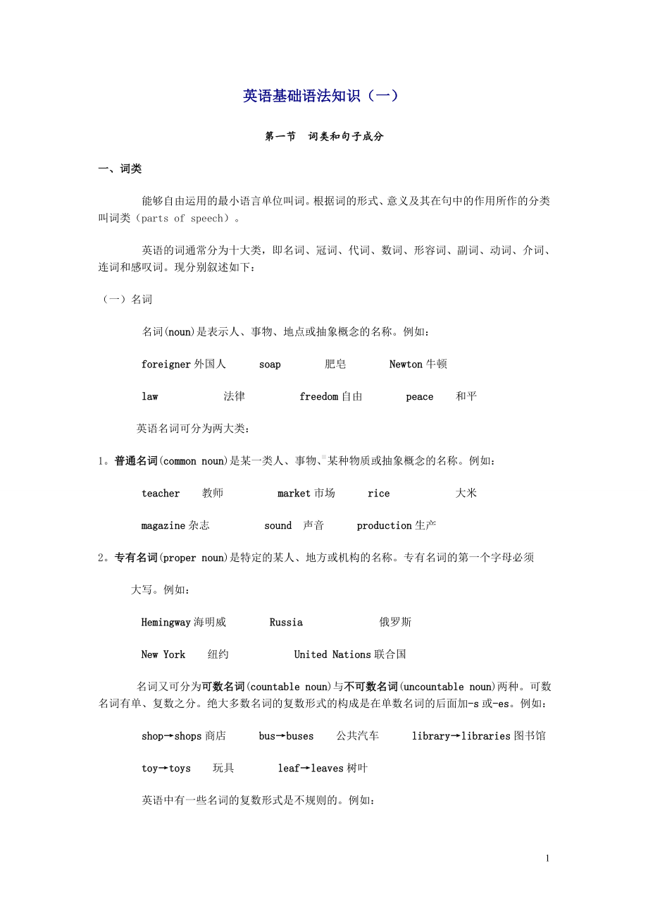 英语语法基础入门（学习攻略重点知识）.doc_第1页