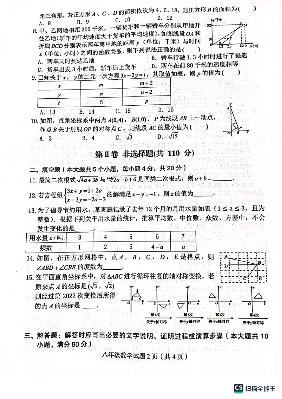 四川省达州市渠县2022-2023学年八年级上学期1月期末数学试题.pdf_第2页