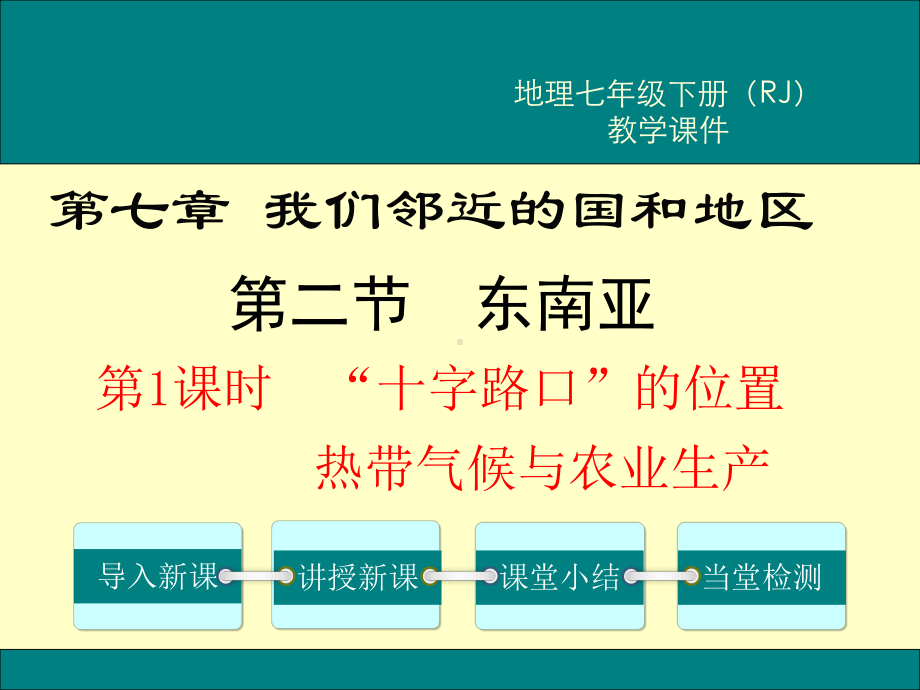 初一七年级地理下册课件第七章我们邻近的地区和国家第二节东南亚第1课时“十字路口”的位置热带气候与农业生产.ppt_第1页