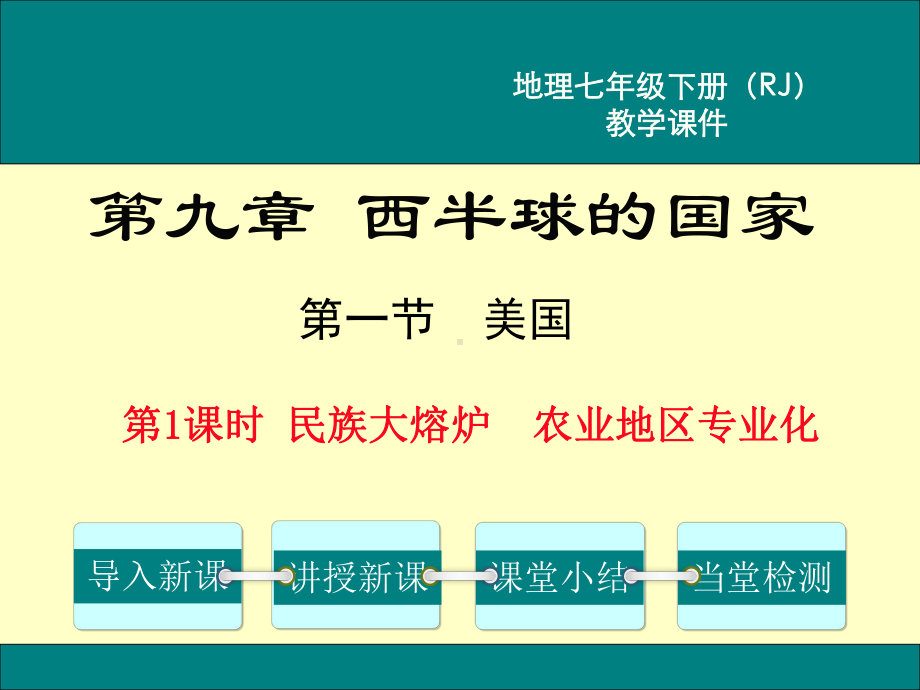 初一七年级地理下册课件第九章西半球的国家第一节美国第1课时民族大熔炉农业地区专业化.ppt_第1页