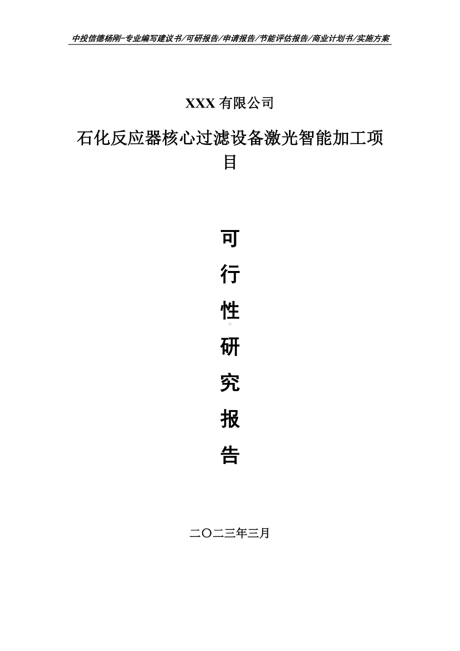 石化反应器核心过滤设备激光智能加工可行性研究报告备案.doc_第1页