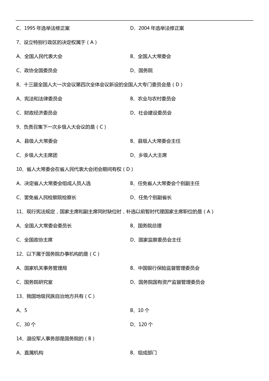 2019年10月自学考试00315当代中国政治制度试题及答案.doc_第2页