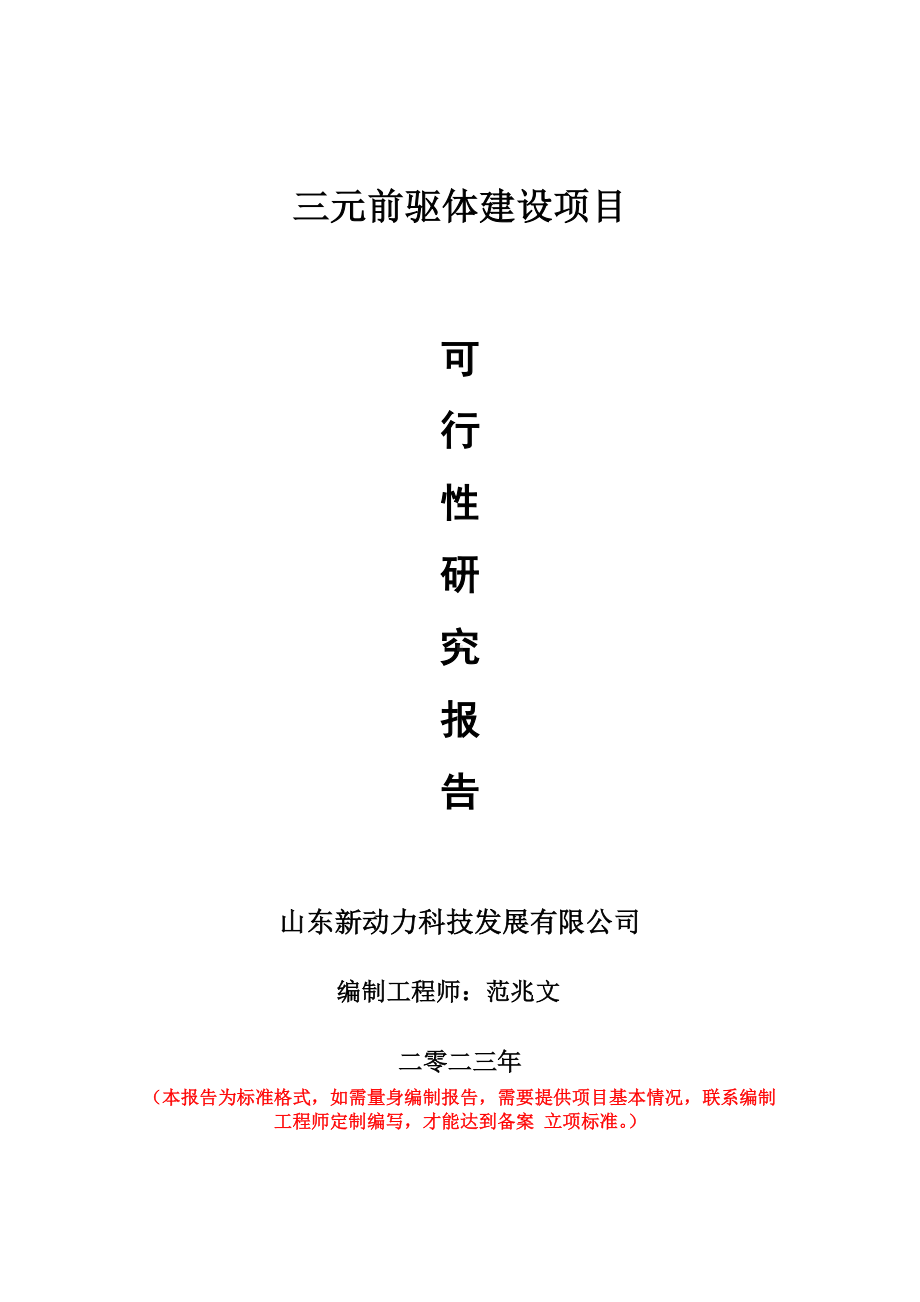 重点项目三元前驱体建设项目可行性研究报告申请立项备案可修改案例.doc_第1页