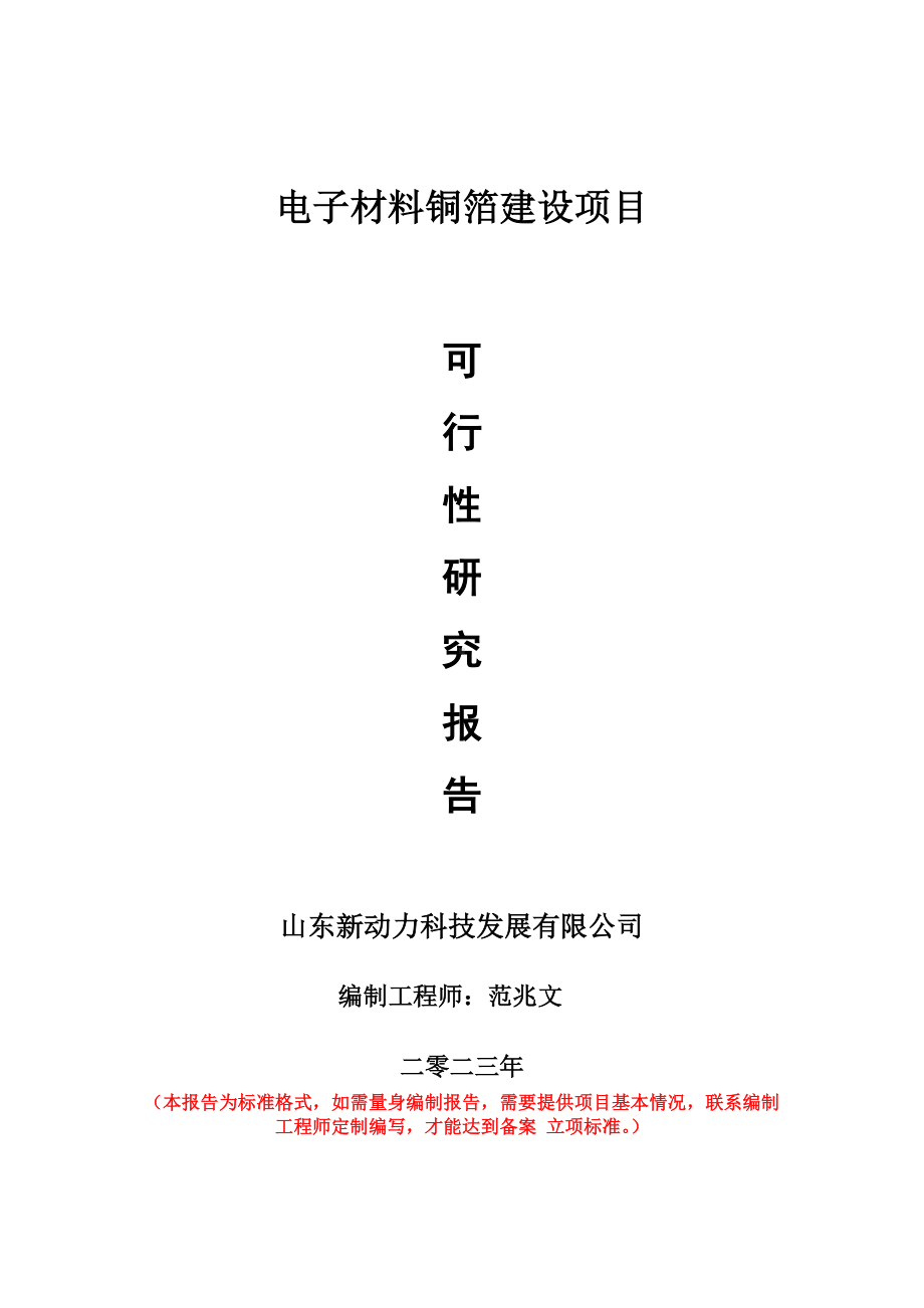 重点项目电子材料铜箔建设项目可行性研究报告申请立项备案可修改案例.doc_第1页