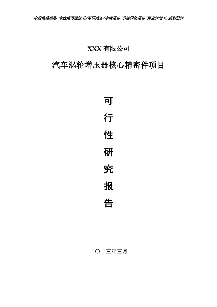 汽车涡轮增压器核心精密件可行性研究报告建议书.doc_第1页