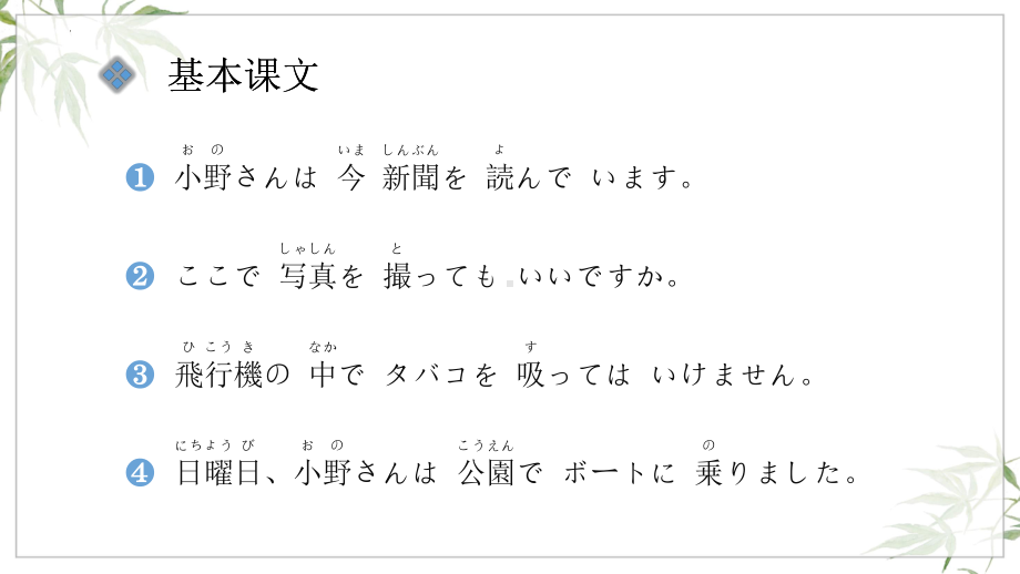 第15课 小野さんは 今 新聞を 読んでいますppt课件-2023新标准初级《高中日语》上册.pptx_第3页