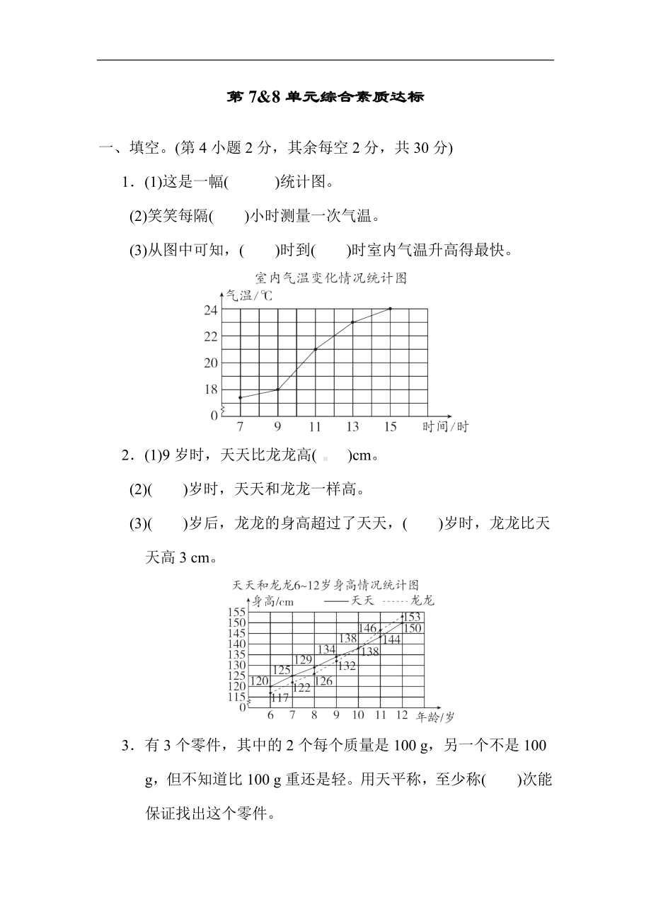 人教版数学五年级下册第7&8单元综合素质达标.docx_第1页