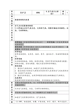新苏教版一年级下册科学第9课《空气是什么样的？》教案.docx