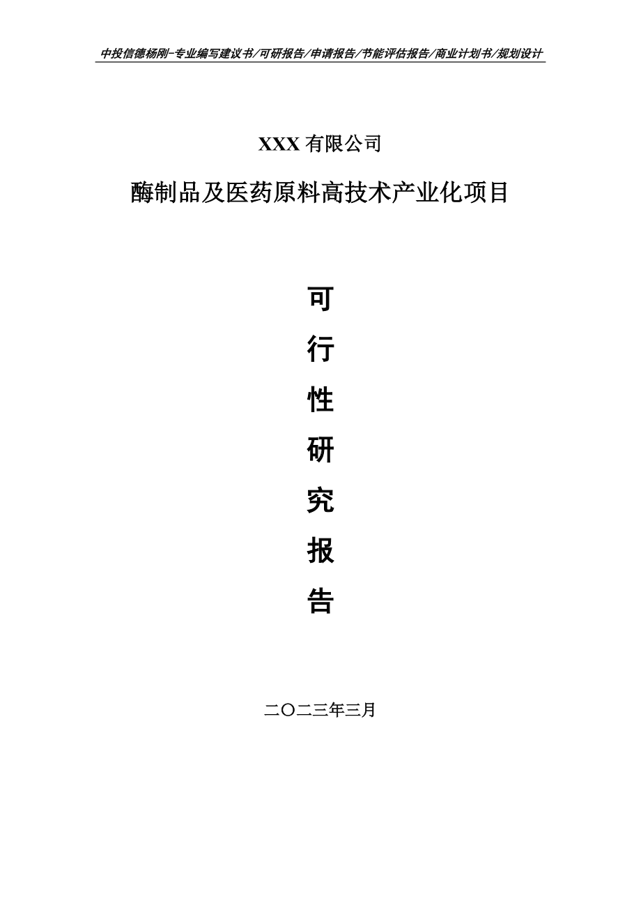 酶制品及医药原料高技术产业化项目可行性研究报告.doc_第1页