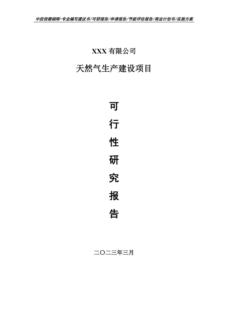 天然气生产建设项目可行性研究报告建议书申请立项.doc_第1页