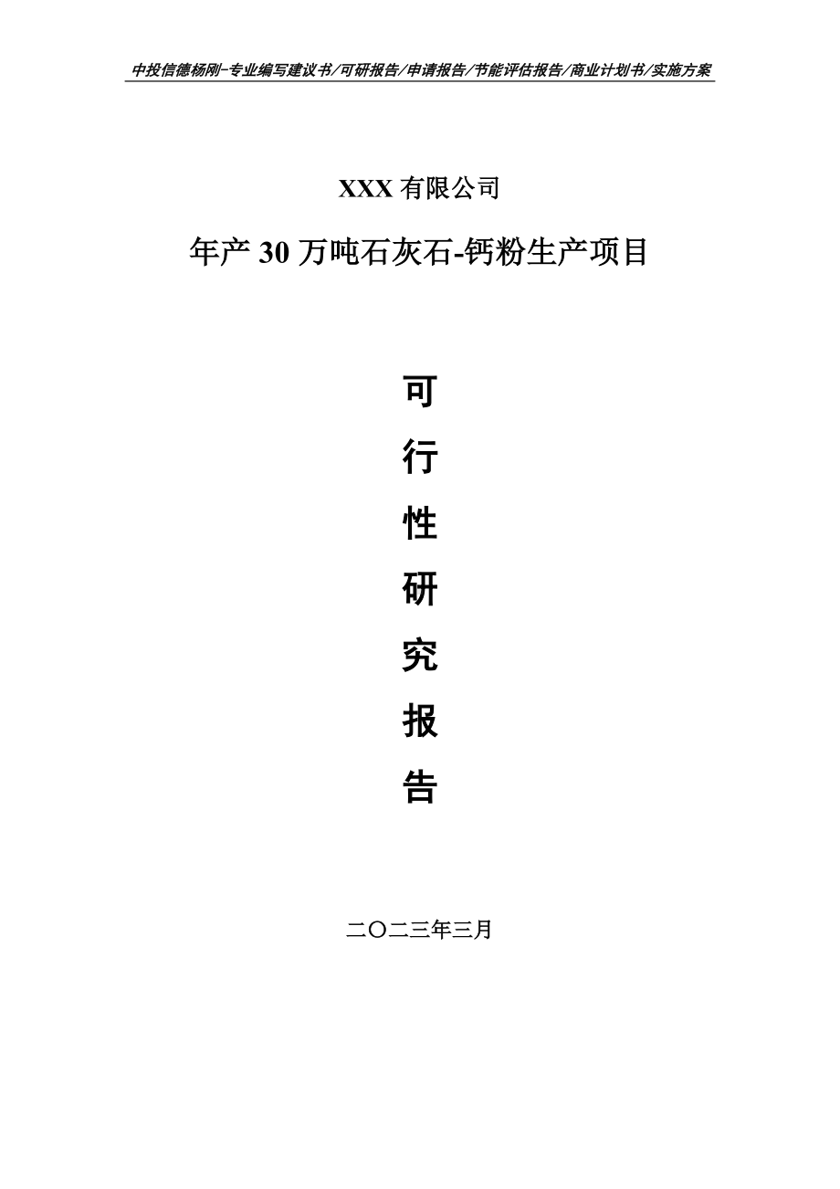 年产30万吨石灰石-钙粉生产可行性研究报告申请建议书.doc_第1页