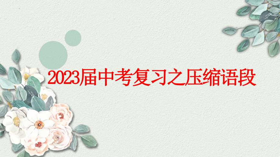 2023年中考语文二轮复习《压缩语段》ppt课件（共28张PPT）.pptx_第1页