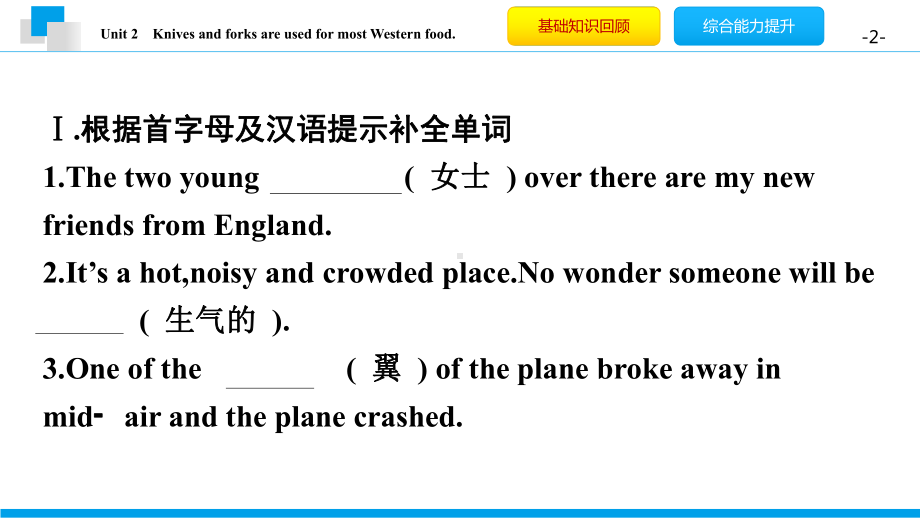 Module 6 Unit 2　Knives and forks are used for most Western food. 习题（ppt课件） -2023新外研版九年级下册《英语》.pptx_第2页