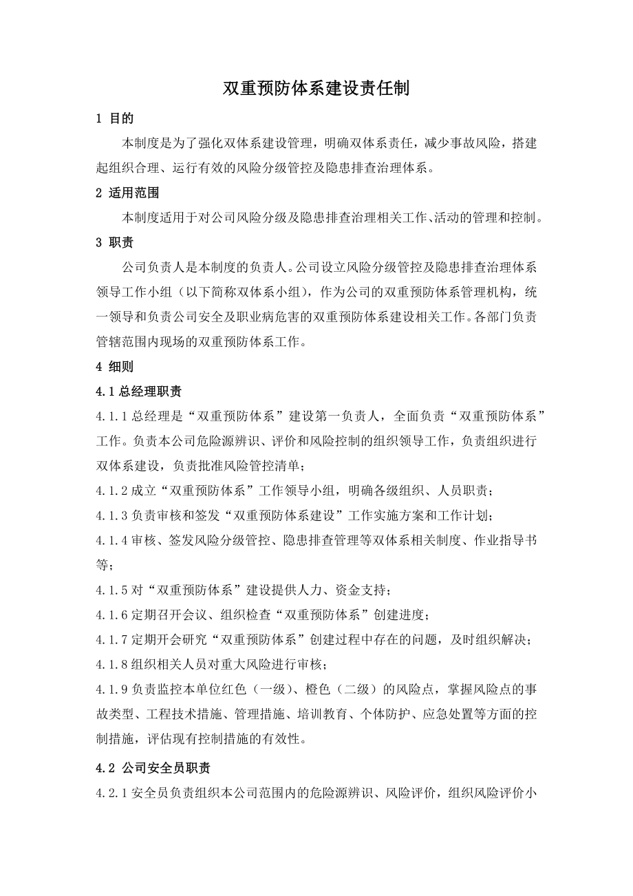 双重预防体系建设责任制度.docx_第1页