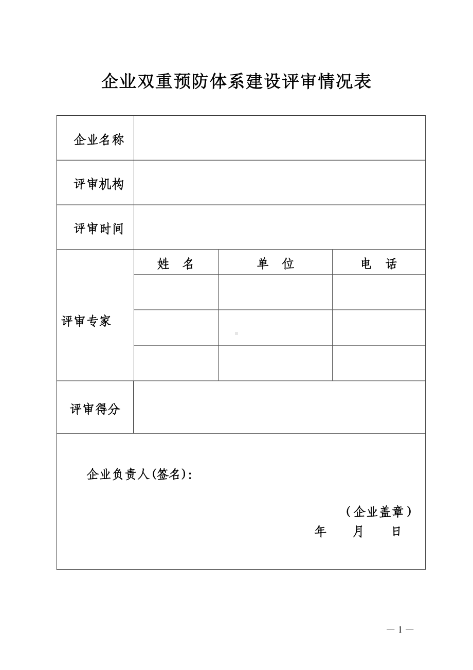 企业双重预防体系建设评审情况表.docx_第1页