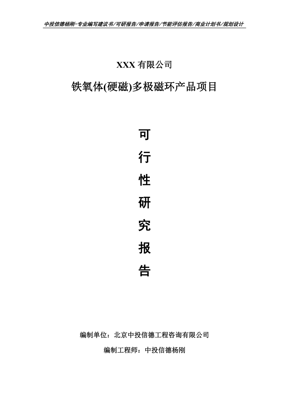 铁氧体(硬磁)多极磁环产品可行性研究报告申请建议书.doc_第1页