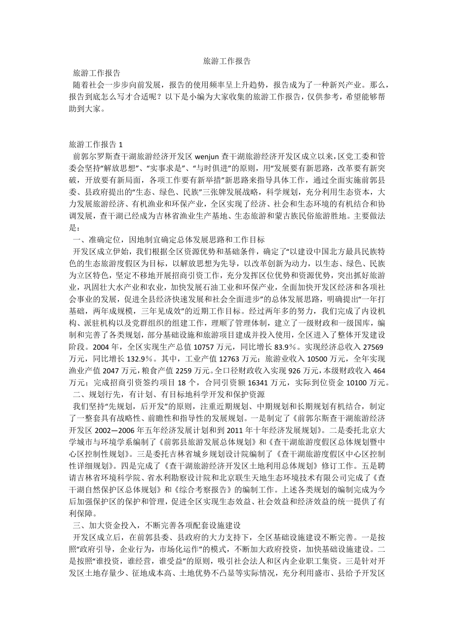 旅游工作报告.docx_第1页