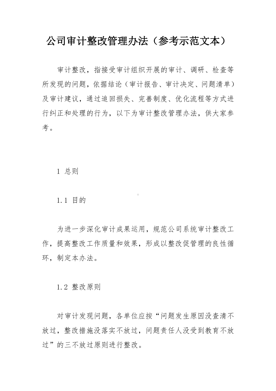 公司审计整改管理办法（参考示范文本）.docx_第1页