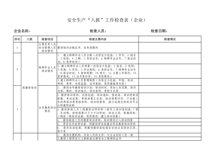 八抓检查表.xlsx_第1页