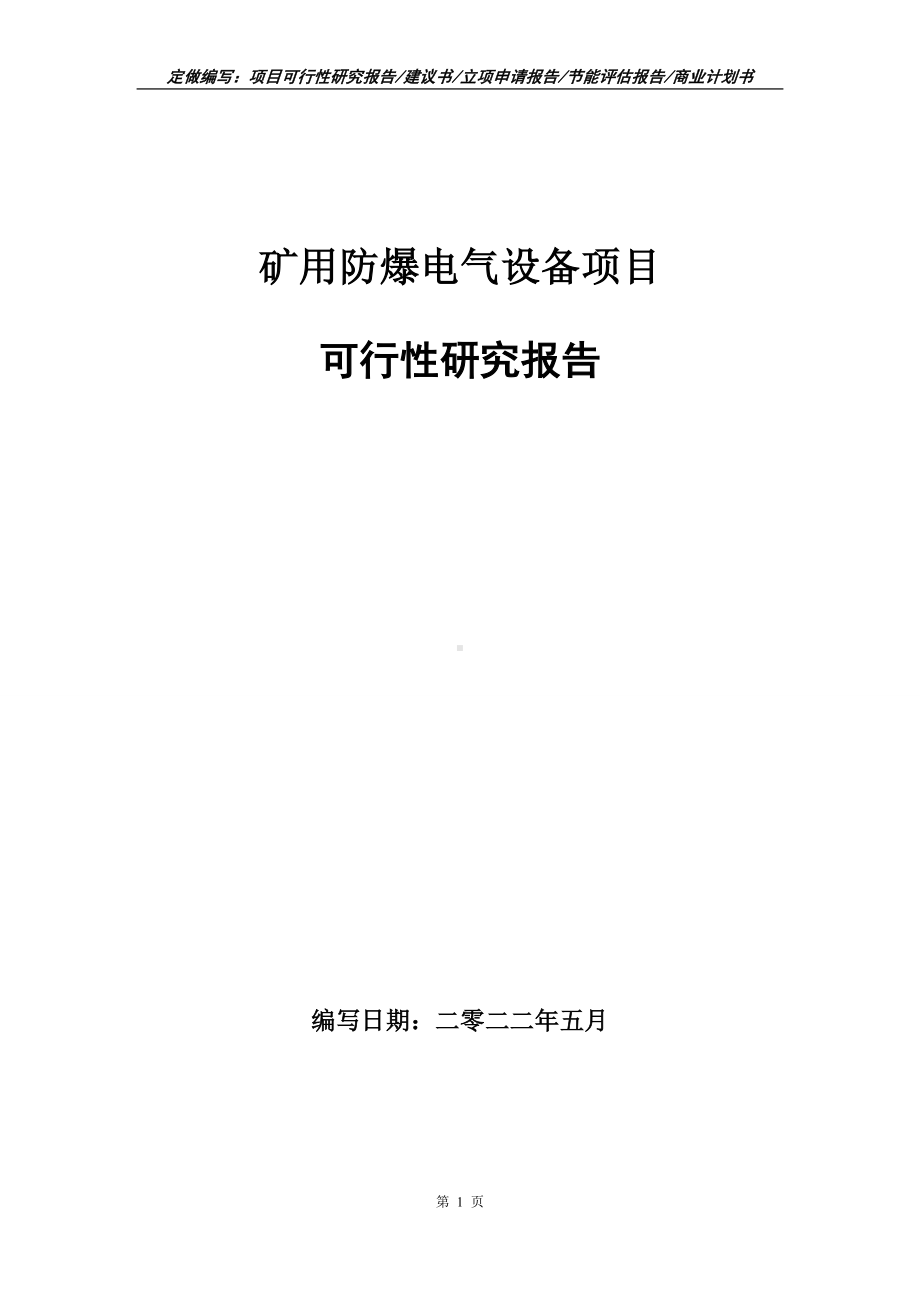 矿用防爆电气设备项目可行性报告（写作模板）.doc_第1页