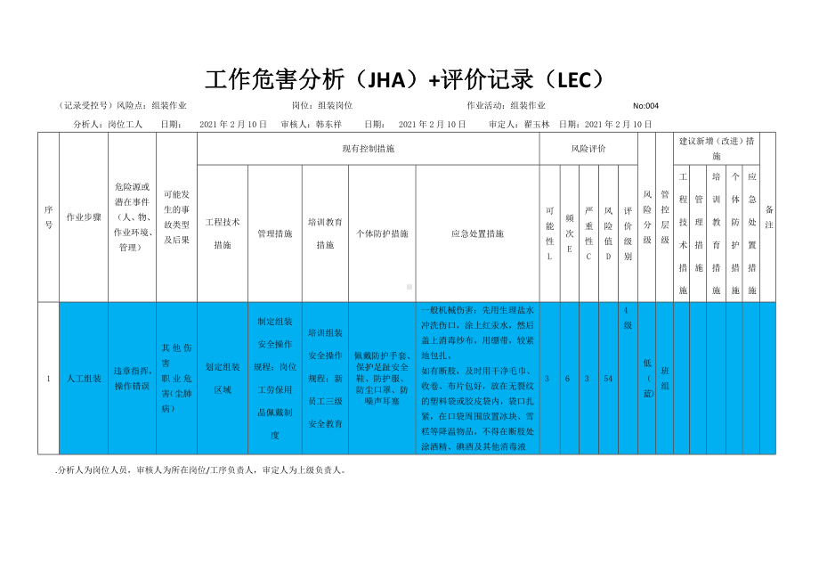 组装作业危害分析及评价.docx_第1页