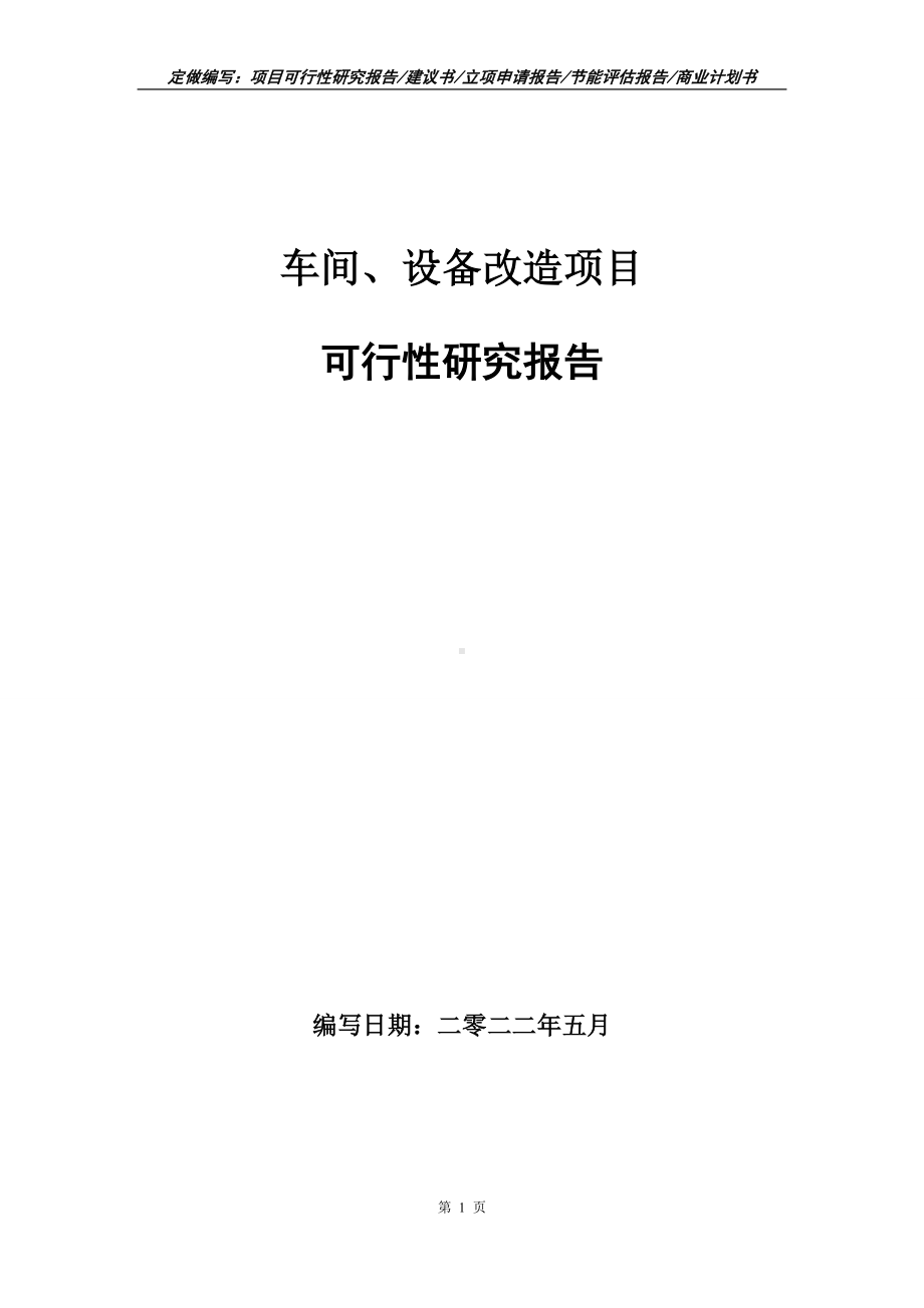 车间、设备改造项目可行性报告（写作模板）.doc_第1页